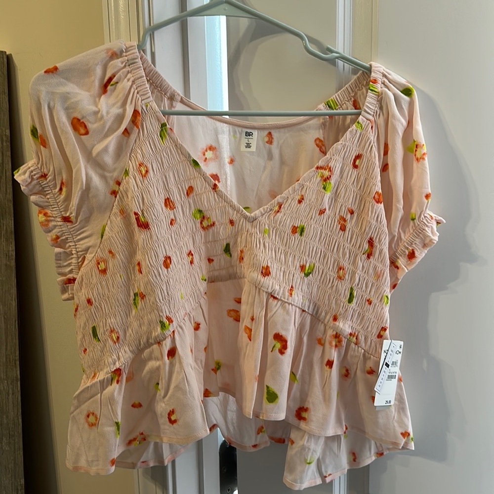 Nordstrom BP Pink and red Floral Top - Size L NWT